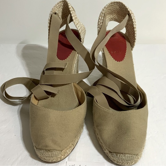 Christian Louboutin Canvas D'Orsay Espadrills
Tan, Round-Toes, Wedge Heel - Picture 6 of 15